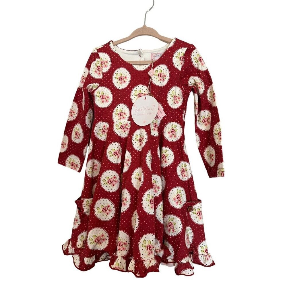 Sweet Honey Dress 4T Toddler‎ Girls Red Floral NWT Swing Skirt Valentines